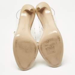 Pre Owned Gianvito Rossi Beige PVC And Leather Helmut Lace Up Boots Size 39