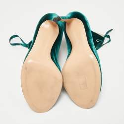 Pre Owned Gianvito Rossi Green Velvet Miral Open Toe Ankle Boots Size 41