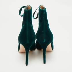 Pre Owned Gianvito Rossi Green Velvet Miral Open Toe Ankle Boots Size 41