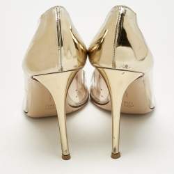 Pre Owned Gianvito Rossi Gold/Transparent Patent Leather and PVC Plexi Pumps Size 41