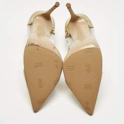 Pre Owned Gianvito Rossi Gold/Transparent Patent Leather and PVC Plexi Pumps Size 41