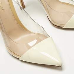 Pre Owned Gianvito Rossi Cream/Beige Patent Leather and PVC Plexi Pumps Size 40