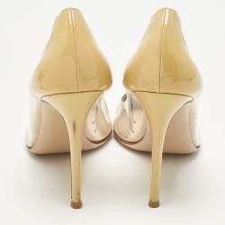 Pre Owned Gianvito Rossi Cream/Beige Patent Leather and PVC Plexi Pumps Size 40