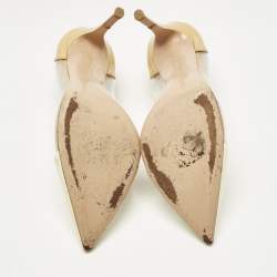 Pre Owned Gianvito Rossi Cream/Beige Patent Leather and PVC Plexi Pumps Size 40