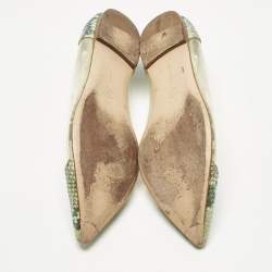 Pre Owned Gianvito Rossi Multicolor PVC and Python Embossed Leather Plexi Ballet Flats Size 37.5
