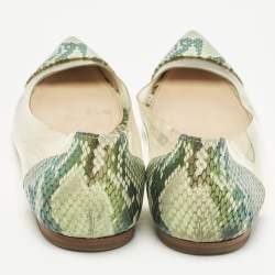 Pre Owned Gianvito Rossi Multicolor PVC and Python Embossed Leather Plexi Ballet Flats Size 37.5