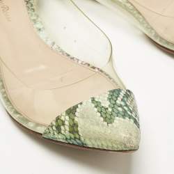 Pre Owned Gianvito Rossi Multicolor PVC and Python Embossed Leather Plexi Ballet Flats Size 37.5