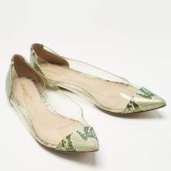 Pre Owned Gianvito Rossi Multicolor PVC and Python Embossed Leather Plexi Ballet Flats Size 37.5
