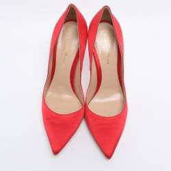 Pre Owned Gianvito Rossi Red Satin Pumps Size 40
