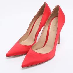 Pre Owned Gianvito Rossi Red Satin Pumps Size 40
