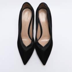 Pre Owned Gianvito Rossi Black Satin and Velvet Pumps Size 39