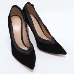 Pre Owned Gianvito Rossi Black Satin and Velvet Pumps Size 39