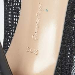 Pre Owned Gianvito Rossi Black Leather and Mesh Idol Ankle Length Boots Size 38.5