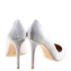 Pre Owned Gianvito Rossi Grey Velvet Pointed Toe Pumps Size 40.5