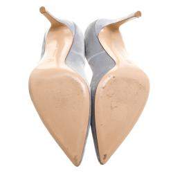 Pre Owned Gianvito Rossi Grey Velvet Pointed Toe Pumps Size 40.5