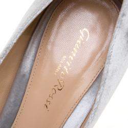 Pre Owned Gianvito Rossi Grey Velvet Pointed Toe Pumps Size 40.5