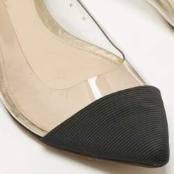 Pre Owned Gianvito Rossi Gold/Black Leather and PVC Plexi Ballet Flats Size 38.5