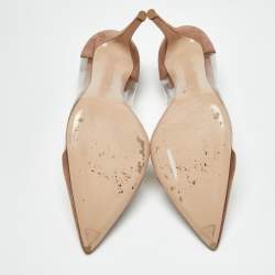 Pre Owned Gianvito Rossi Beige/Transparent Suede and PVC Plexi Pumps Size 40
