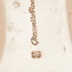 Pre Owned Gianvito Rossi White/Transparent Leather And PVC Plexi Pointed Toe Ballet Flats Size 35