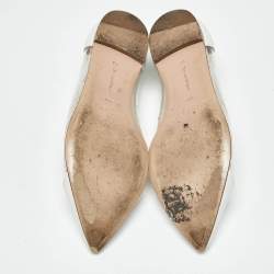 Pre Owned Gianvito Rossi White/Transparent Leather And PVC Plexi Pointed Toe Ballet Flats Size 35