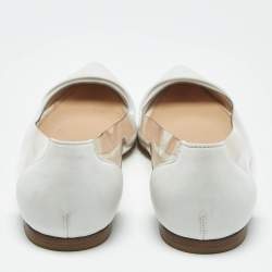 Pre Owned Gianvito Rossi White/Transparent Leather And PVC Plexi Pointed Toe Ballet Flats Size 35