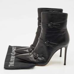 Pre Owned Gianvito Rossi Black Leather Ankle Length Boots Size 39