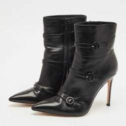 Pre Owned Gianvito Rossi Black Leather Ankle Length Boots Size 39