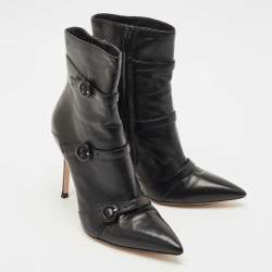 Pre Owned Gianvito Rossi Black Leather Ankle Length Boots Size 39