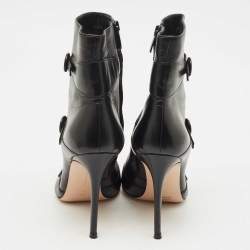 Pre Owned Gianvito Rossi Black Leather Ankle Length Boots Size 39