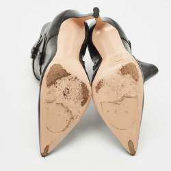 Pre Owned Gianvito Rossi Black Leather Ankle Length Boots Size 39