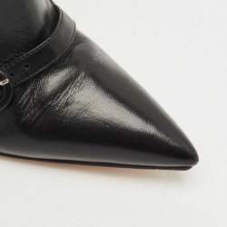 Pre Owned Gianvito Rossi Black Leather Ankle Length Boots Size 39