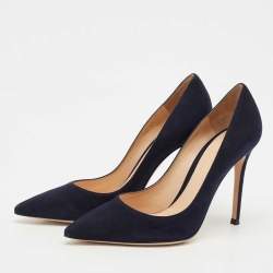 Pre Owned Gianvito Rossi Navy Blue Suede Gianvito Pumps Size 37