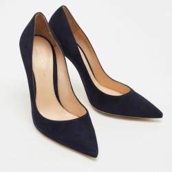 Pre Owned Gianvito Rossi Navy Blue Suede Gianvito Pumps Size 37