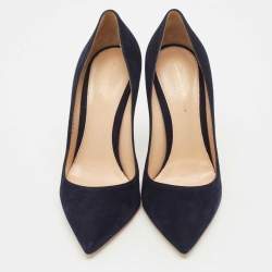 Pre Owned Gianvito Rossi Navy Blue Suede Gianvito Pumps Size 37