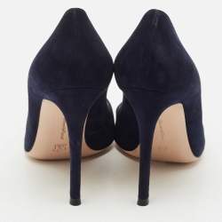 Pre Owned Gianvito Rossi Navy Blue Suede Gianvito Pumps Size 37