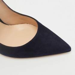Pre Owned Gianvito Rossi Navy Blue Suede Gianvito Pumps Size 37