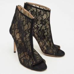 Pre Owned Gianvito Rossi Black Lace and Mesh Ankle Length Boots Size 39