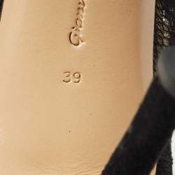 Pre Owned Gianvito Rossi Black Lace and Mesh Ankle Length Boots Size 39
