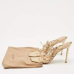 Pre Owned Gianvito Rossi Metallic Gold Leather Giza Wrapped Sandals Size 41