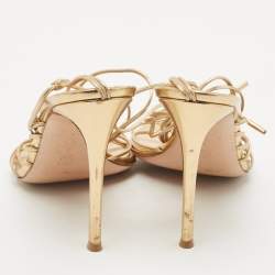 Pre Owned Gianvito Rossi Metallic Gold Leather Giza Wrapped Sandals Size 41