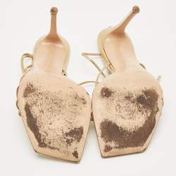 Pre Owned Gianvito Rossi Metallic Gold Leather Giza Wrapped Sandals Size 41