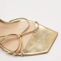 Pre Owned Gianvito Rossi Metallic Gold Leather Giza Wrapped Sandals Size 41