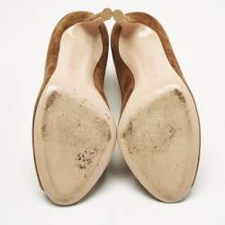 Pre Owned Gianvito Rossi Brown Suede Vamp Peep Toe Booties Size 35