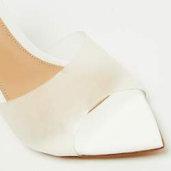 Pre Owned Gianvito Rossi Transparent PVC and Patent Leather Elle Slide Sandals Size 37.5