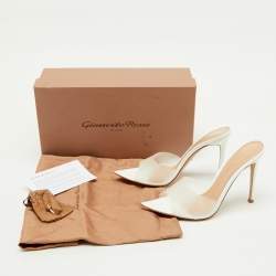 Pre Owned Gianvito Rossi Transparent PVC and Patent Leather Elle Slide Sandals Size 37.5