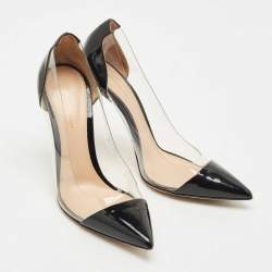 Pre Owned Gianvito Rossi Black Patent Leather and PVC Plexi Pumps Size 39