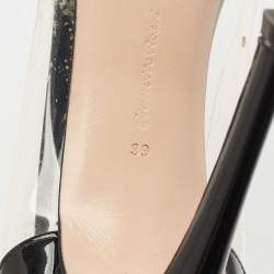 Pre Owned Gianvito Rossi Black Patent Leather and PVC Plexi Pumps Size 39