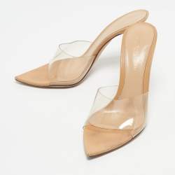 Pre Owned Gianvito Rossi Beige PVC Elle Slide Sandals Size 36.5