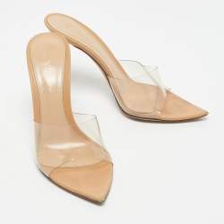 Pre Owned Gianvito Rossi Beige PVC Elle Slide Sandals Size 36.5