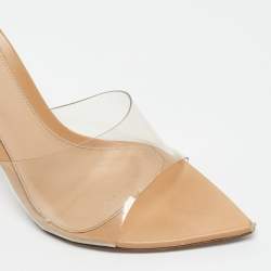 Pre Owned Gianvito Rossi Beige PVC Elle Slide Sandals Size 36.5